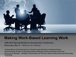Making Work-Based Learning Work - California Workforce Association
