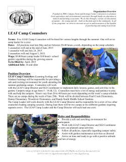 LEAF Camp Counselors - Calypso Farm and Ecology Center