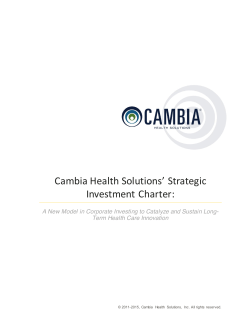 Cambia Health Solutions` Strategic Investment Charter: