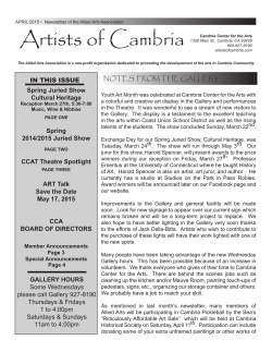 Allied Arts April 15 Newsletter