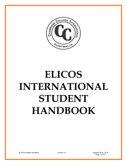 ELICOS INTERNATIONAL STUDENT HANDBOOK