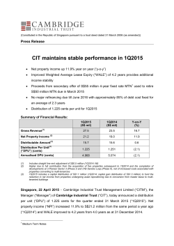 CIT maintains stable performance in 1Q2015