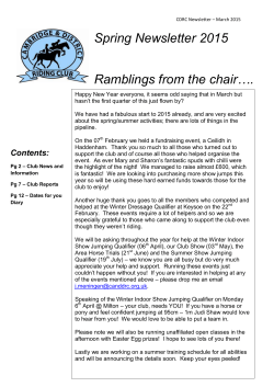 Spring Newsletter 2015 Ramblings from the chairâ¦.