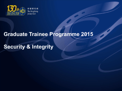 Graduate Trainee Programme 2015 Security & Integrity
