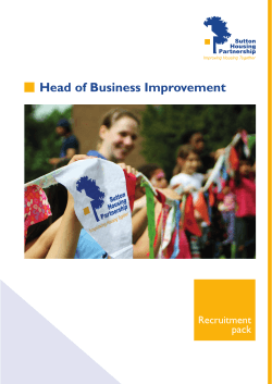 Recruitment pack for Head of Business Improvement
