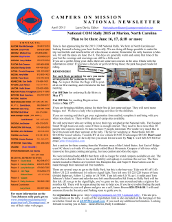 April 2015 Newsletter - National Campers on Mission