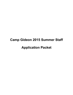 Camp Gideon 2015 Summer Staff Application Packet