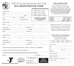 2015 Camp Nokomis Registration Form