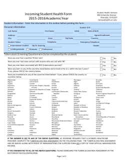 Incoming Student Health Form 2014