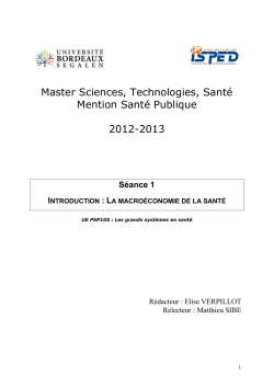Master Sciences, Technologies, SantÃ© Mention SantÃ© Publique