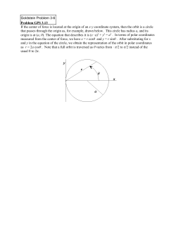 Problem GPS 3.13 If the center of force is located at the origin of an