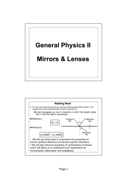 General Physics II Mirrors & Lenses