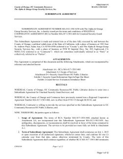 Subordinate Agreement MA-012-150116