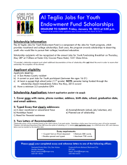 Al Teglia Jobs for Youth Endowment Fund Scholarships