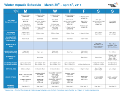 Aquatics schedule - Canada Games Centre