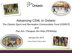 The Ontario Sport and Recreation Communities Fund (OSRCF)