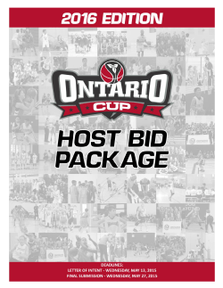 Ontario Cup Host Bid Package - Canadian Sport Tourism Alliance