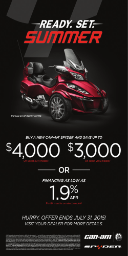 HURRY, OFFER ENDS JULY 31, 2015! - Can-Am