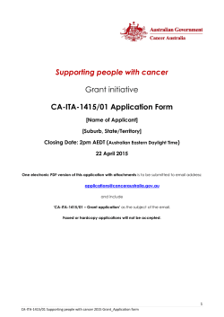 Supporting people with cancer 2015 Application