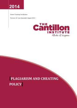Plagiarism Policy and Procedures