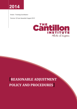 Reasonable Adjustment Policy and Procedures