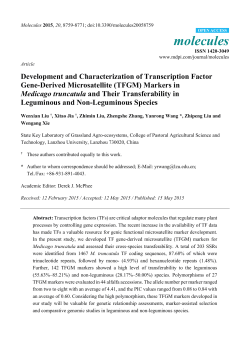 Development and Characterization of Transcription Factor Gene