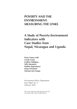 Poverty and the environment: Measuring the links.