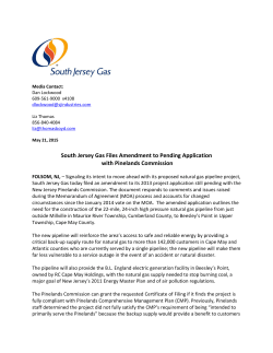 Files Amendment - South Jersey Gas Pipeline Reliability Project