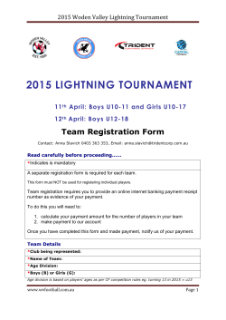 2015 Woden Valley Lightning Tournament