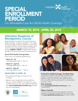 SPECIAL ENROLLMENT PERIOD - Health Coverage