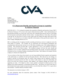 CVA Represents Benefits and Incentives Group in Acquisition by