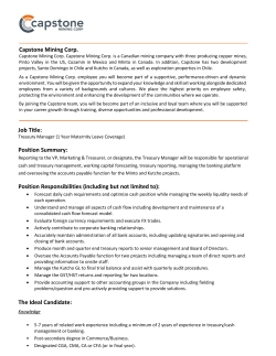 Capstone Mining Corp. Job Title: Position Summary: Position