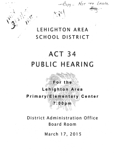 Lehighton Area School District Act 34 Hearing, March 17, 2015