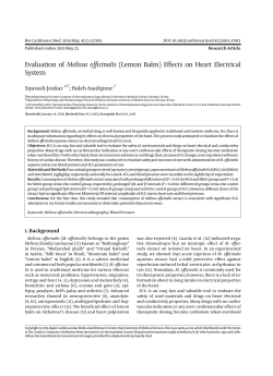 Evaluation of Melissa officinalis (Lemon Balm) Effects on Heart