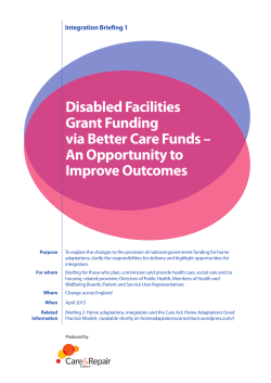Disabled Facilities Grant Funding via Better Care Funds â An