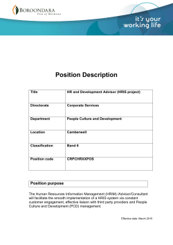 Position description - HR and Development Advisor