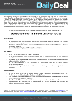Werkstudent (m/w) im Bereich Customer Service - Career