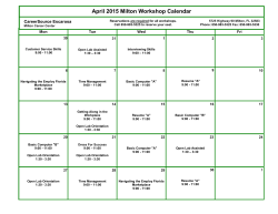 April 2015 Milton Workshop Calendar