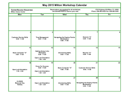 May 2015 Milton Workshop Calendar