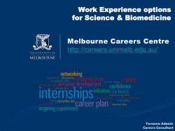 Work Experience options for Science & Biomedicine