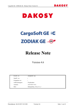 Release Note - CargoSoft GE