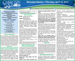 Municipal Matters â¢ Thursday, April 16, 2015