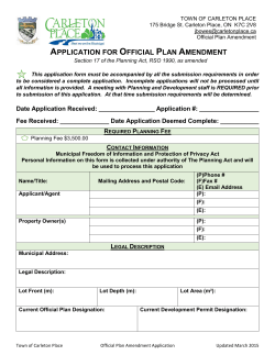 APPLICATION FOR OFFICIAL PLAN AMENDMENT