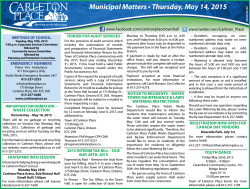 Municipal Matters â¢ Thursday, May 14, 2015