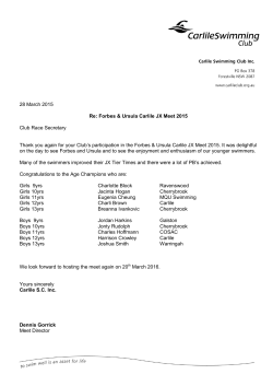 Results Letter - Carlile Swimming Club