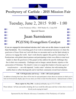 Tuesday, June 2, 2015 9:00 - 1:00 Juan Sarmiento