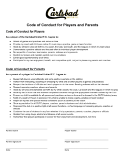 Code of Conduct for Players and Parents