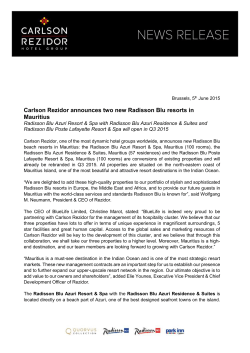 Carlson Rezidor announces two new Radisson Blu resorts in Mauritius