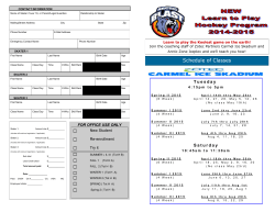 Schedule of Classes - Carmel Ice Skadium