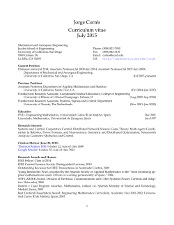 Dr. CortÃ©s` resume - Distributed Control of Robotic Networks